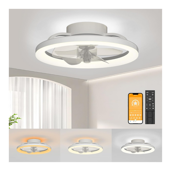 Mcestna 16" Bladeless Low Profile Modern Ceiling Fans With Lights