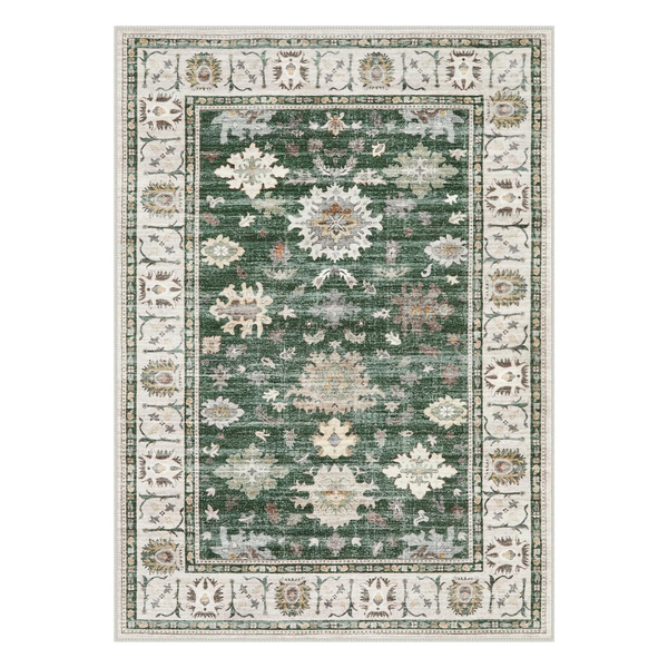 5' x 7' Vintage Distressed Non-Slip Low-Pile Soft Washable Area Rugs