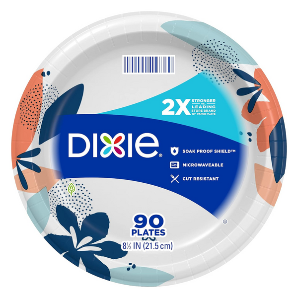 90-Count Dixie 8.5" Light Dinner Size Printed Disposable Paper Plates