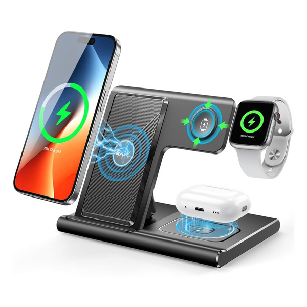 Upgraded 3-In-1 Portable & Foldable Wireless Charging Station