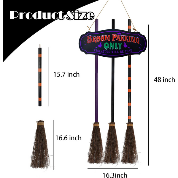 Hourleey Halloween Decorations Broom Parking Sign