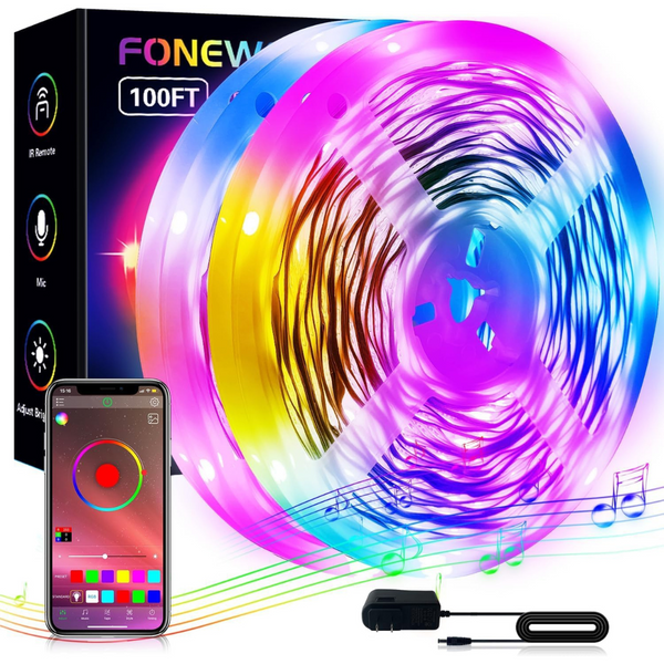 Fonewe 100 Ft LED Bluetooth Music Sync Strip Lights