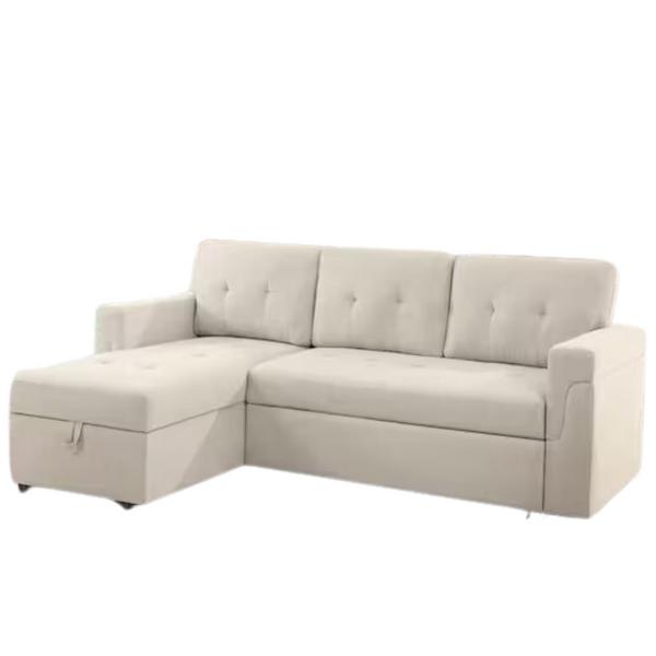 Homestock 78" W Stylish Reversible Velvet Sleeper Sectional Sofa