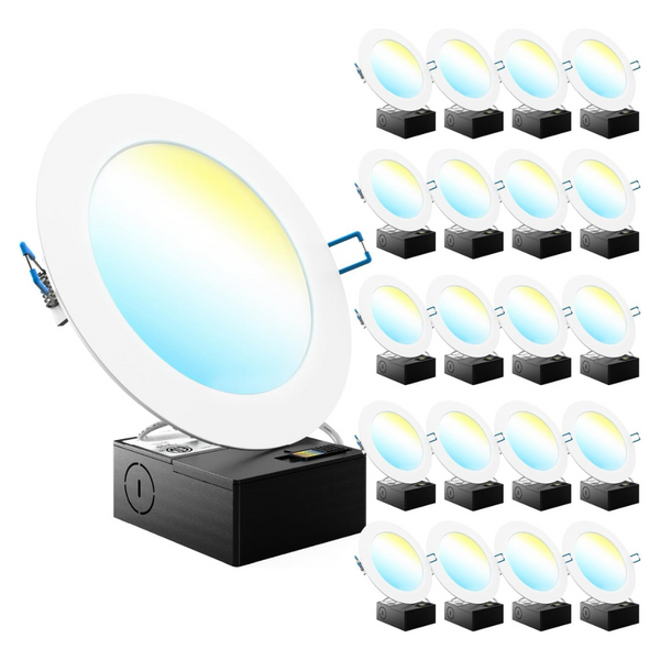 20-Pack 6" Dimmable 14W Canless Wafer LED Recessed Ceiling Lights