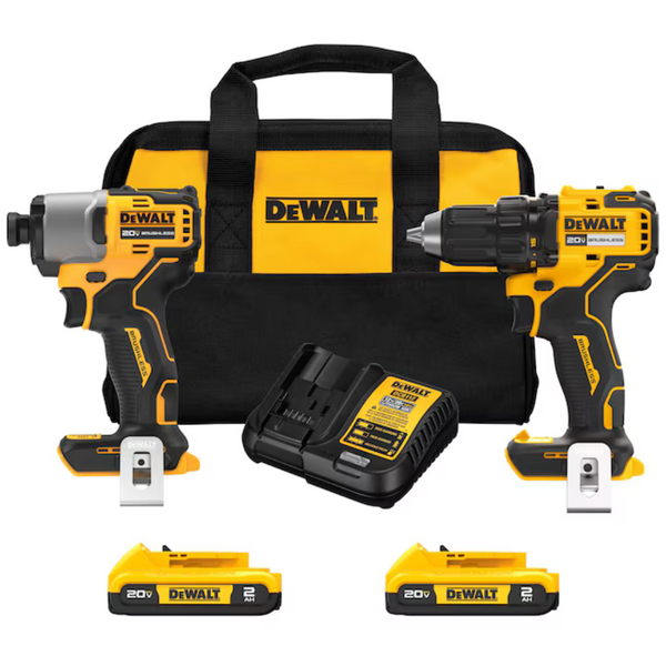 Dewalt 20V MAX Atomic 2-Tool Brushless Drill/Driver & Impact Driver Kit With 2 Batteries & Charger