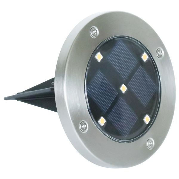 4-Pack Mainstays Solar Powered Stainless Steel LED Landscape Disc Lights