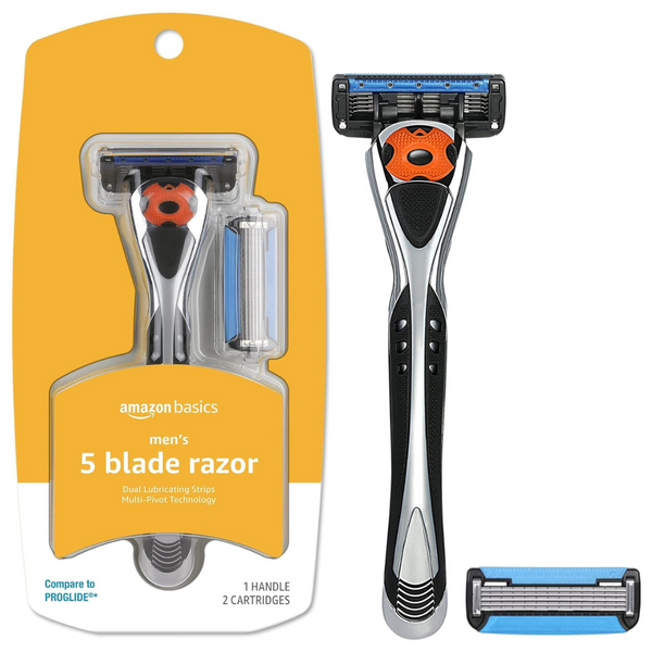 Amazon Basics 5-Blade MotionSphere Men's Razor With 2 Cartridges