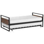ZINUS Suzanne Bamboo And Metal Daybed With Trundle / Mattress Foundation With Steel Slat Support, Twin