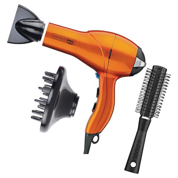 INFINITIPRO By CONAIR Hair Dryer With Diffuser | Salon Performance AC Motor Blow Dryer | Includes Diffuser, Concentrator And Bonus Blow-Out Brush