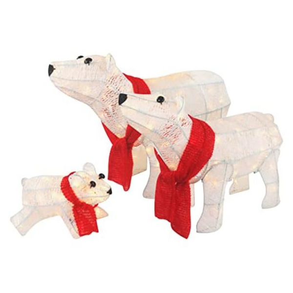 Top Treasures 3-Piece 20in Lighted Polar Bear Family