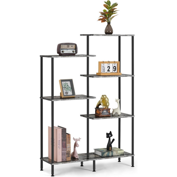 Ebeneze 6-Tier Modern Freestanding Display Z-Shelf Bookcase