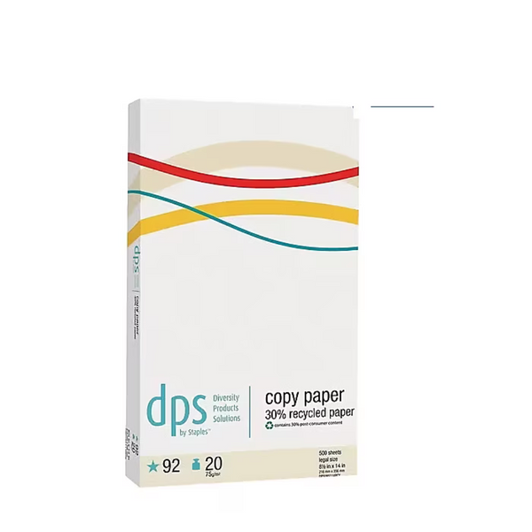 10-Pack DPS By Staples 30% Recycled 8.5" x 14" Copy Paper, 20 lbs.