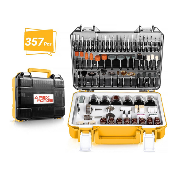 357-Piece Apexforge 1/8" Diameter Rotary Tool Accessories Kit