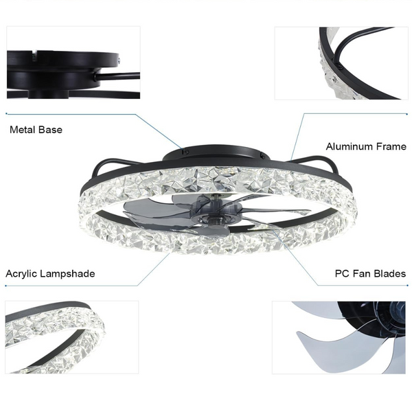 20" Low Profile Smart Bladeless Ceiling Fan with Lights & Remote