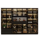 Black Wood 110.2" W Display Cabinet