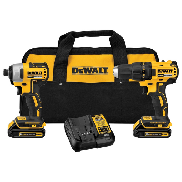 DEWALT 20V MAX Cordless Drill / Impact Driver Set W/ 2 Batteries, Charger