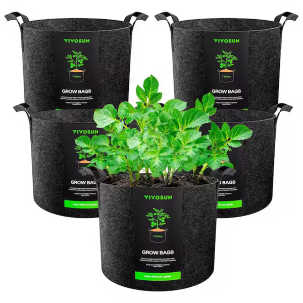 5-Pack 7 Gallon Heavy-Duty Nonwoven Fabric Plant Grow Bags With Handles