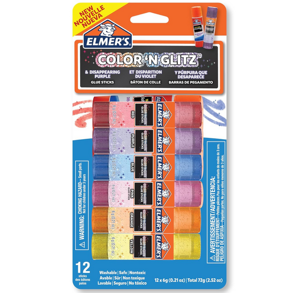 12-Pack Elmer's Washable Color 'N Glitz Glue Sticks