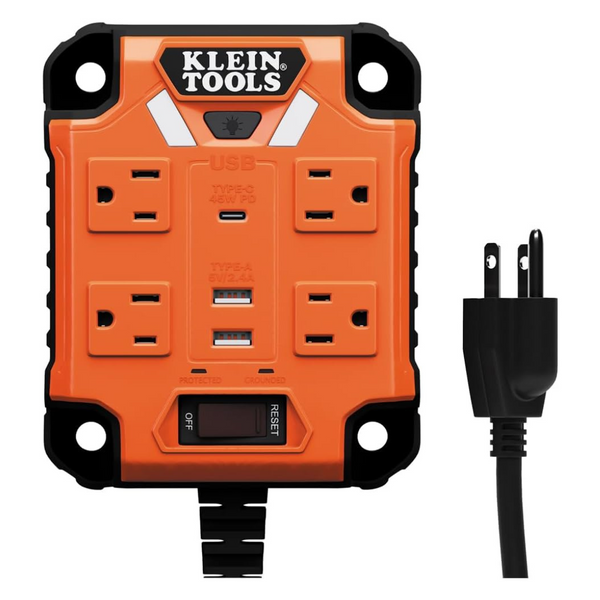 Klein 4-Outlet 3-USB Magnetic Power Strip With Surge Protect