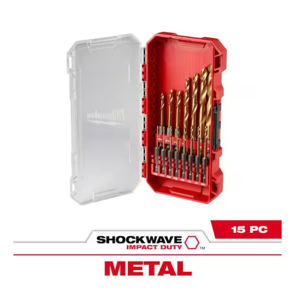 15-Piece Shockwave Impact Duty Titanium Drill Bit Set