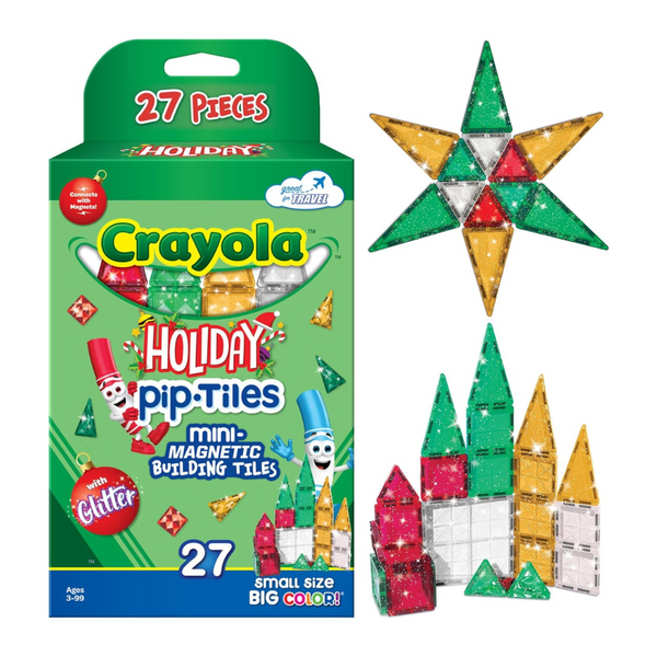 27-Piece CreateOn Crayola Holiday Glitter Mini PIP Magnetic Tiles Set