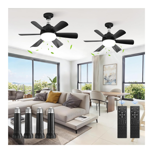 2 Pack 18 Inch Socket Fan With Light & Remote