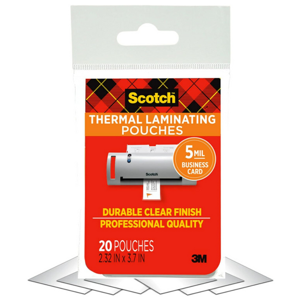 20-Count Scotch Thermal 5 mil 2.3" x 3.7" Laminating Pouches
