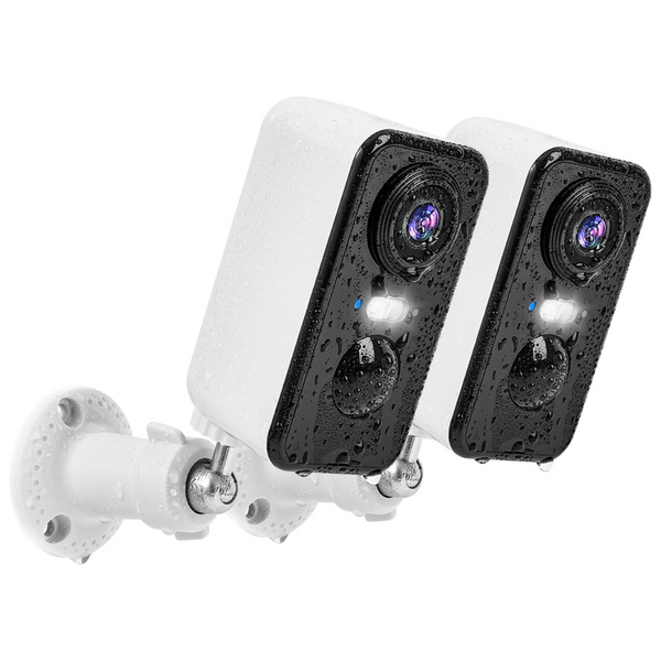 2-Pack Wireless Battery-Powered Outdoor Security Cameras with 2K Color Night Vision