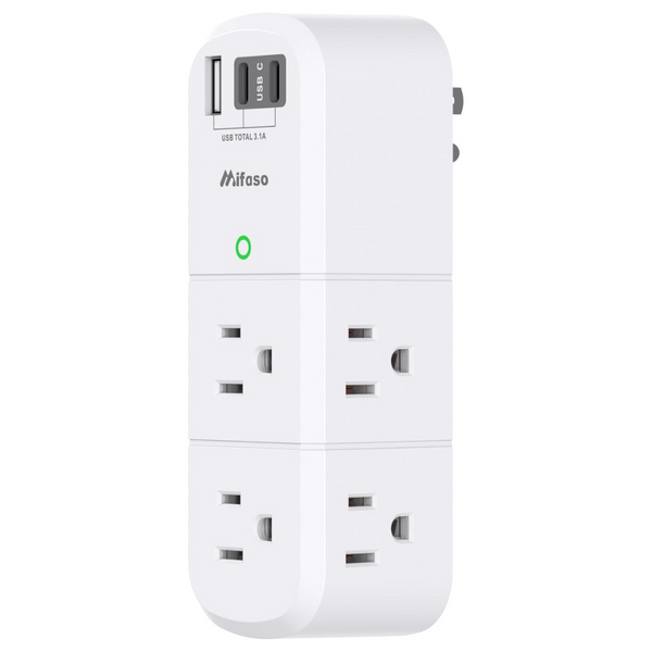 Multi Plug Outlet Extender with USB Charging Ports & Rotating Plug