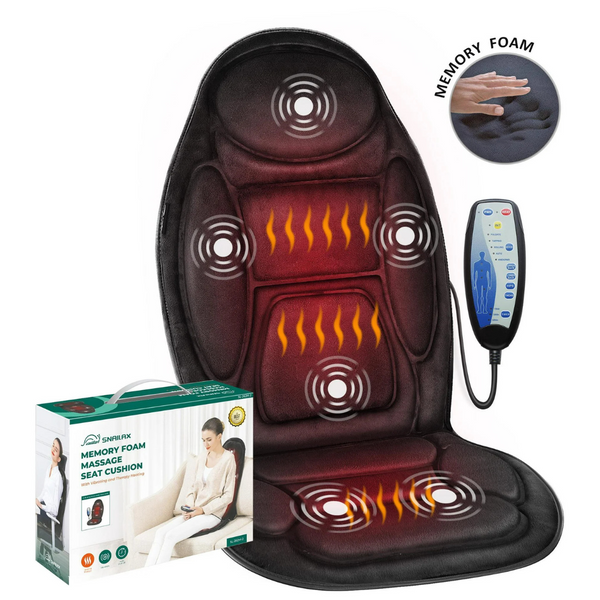 Vibration Soothing Memory Foam Back Massage Chair Pad With Heat