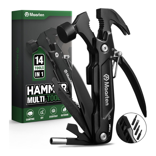 Maarten 14-in-1 Stainless Steel Hammer Multitool & Camping Accessories