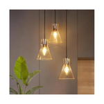 Modern Cluster Black And Gold Chandelier With Seeded Glass Shades