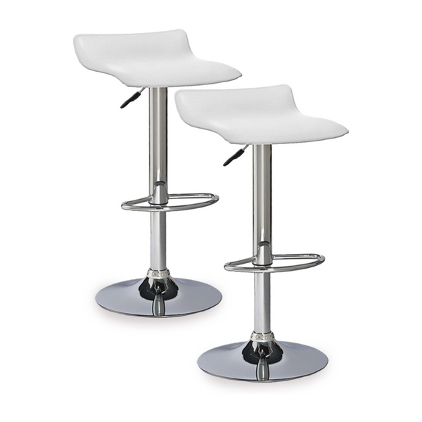 2-Count Leick Home Adjustable Height Swivel Stool (White/Chrome)