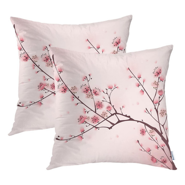 2-Pack Pink Cherry Blossom Double Sided Pillow Covers (20" x 20")
