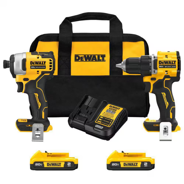 Dewalt 20V MAX Atomic 2-Tool Brushless Drill/Driver & Impact Driver Kit With 2 Batteries & Charger
