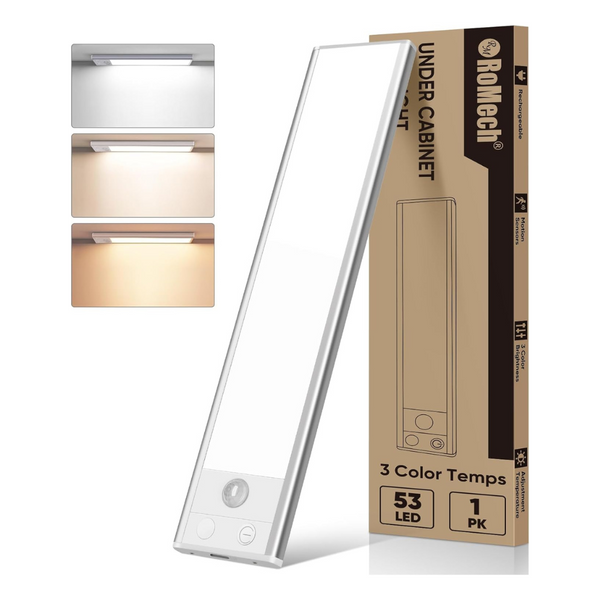 53 LED 3 Color Temps Under Cabinet Light with USB Charging