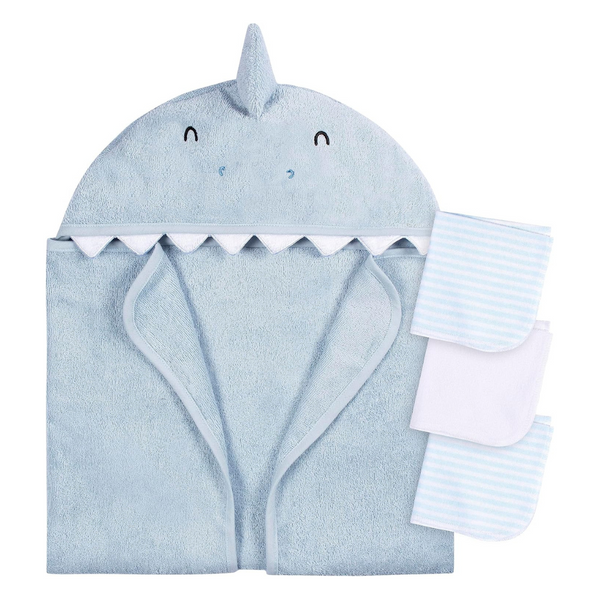 4-Piece Baby Animal Character Hooded Towel And Washcloth Set