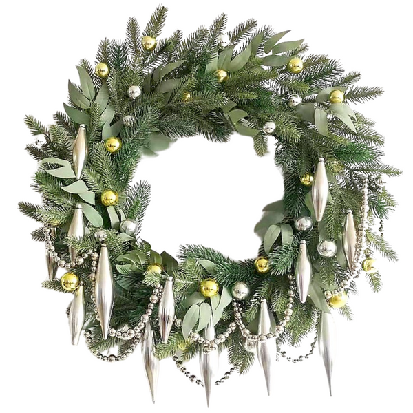 Martha Stewart 24" Greenery Wreath With Garland And Drops