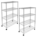 2-Pack YSSOA Heavy Duty 4-Shelf Shelving With Wheels