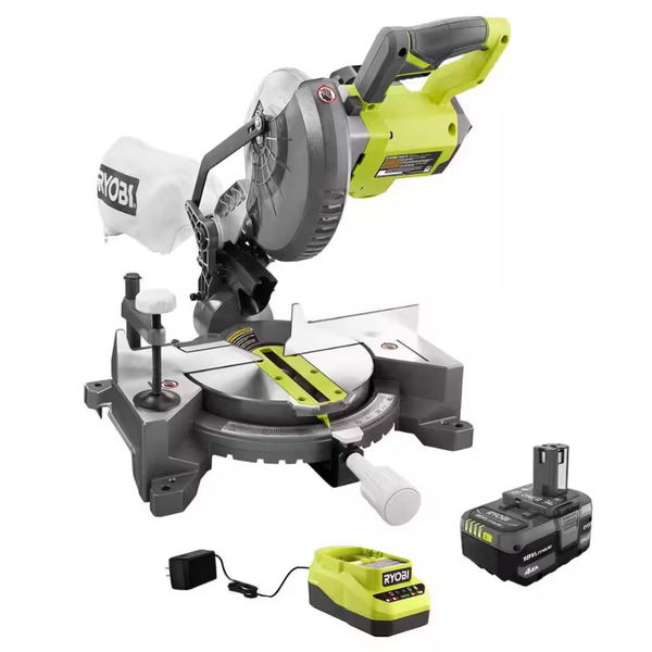 RYOBI 18V ONE+ Cordless 7-1/4" Compound Miter Saw W/ Battery & Charger