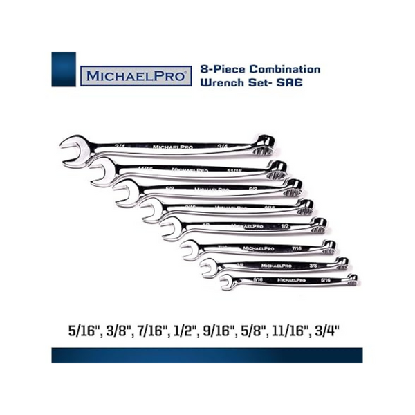 8-Piece MichaelPro MP001014 SAE Combination Patented Wrench Tool Set