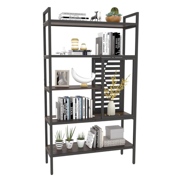 Anivia 5-Tier Modern Adjustable Wood Bookcase Shelves With Metal Frame