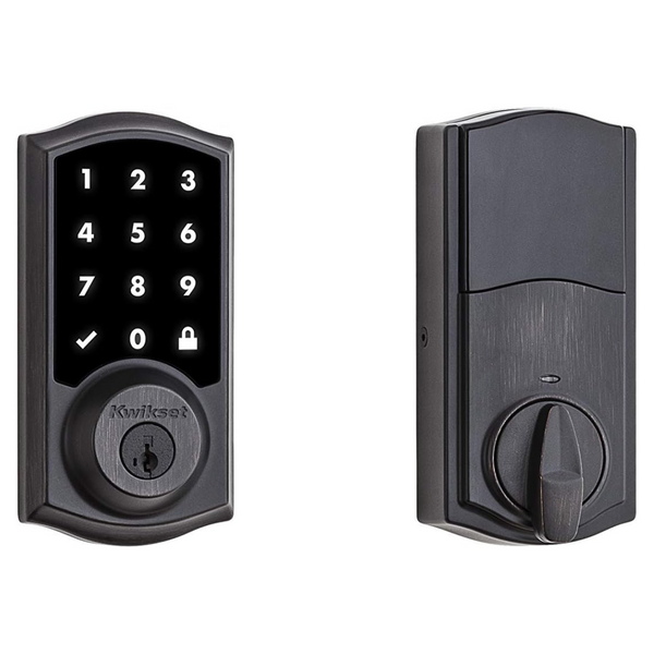 Kwikset 916 Traditional Touchscreen SmartCode Electronic Deadbolt Smart Lock Featuring SmartKey Security And ZigBee 3.0 Technology In Venetian Bronze
