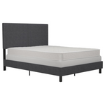 DHP Janford Queen Platform Bed With Upholstered Headboard (Gray Linen)