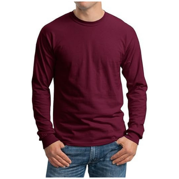 2-Pack Gildan Men's Heavy Cotton Long Sleeve T-Shirt (Maroon)