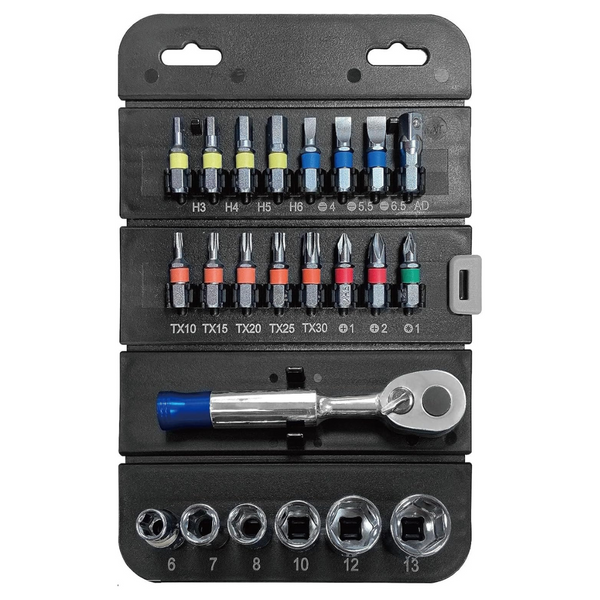 23-Piece Big Red Torin 1/4" Reversible 72-Teeth Ratchet Wrench Socket Set