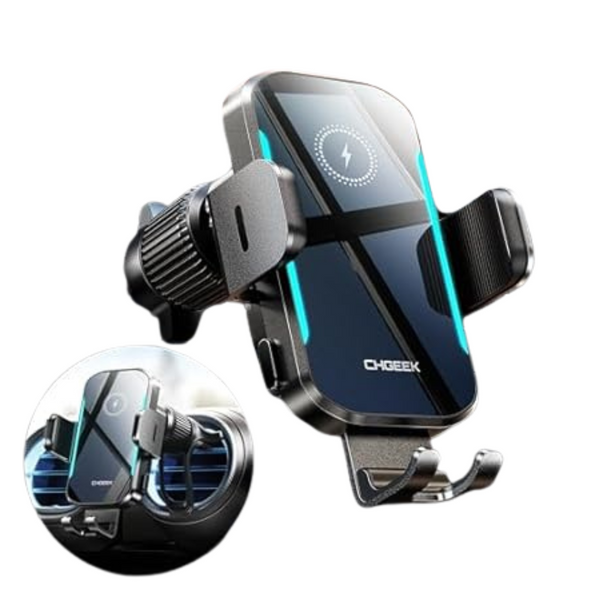 CHGeek 15W Wireless Charging Car Phone Holder With Blue LED Backlit