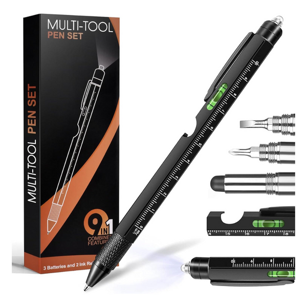 9-in-1 Multi Tool Pen Cool Gadget With LED Flashlight