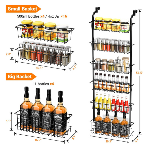 GGIU 6-Tier Over The Door Pantry Organizer Spice Rack