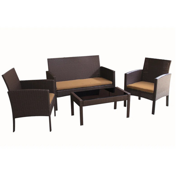 4-Piece Andover Mills Knopf Rattan Sofa Seating Group With Cushions